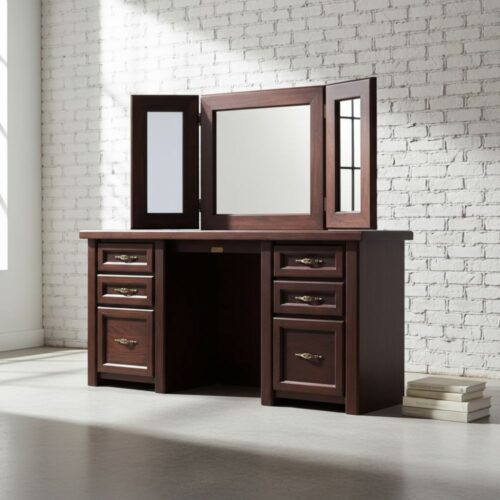 Wooden Dresser Set-All Drawers with Swivel Mirror & Stool