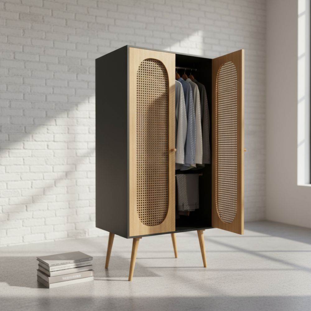 Rattan Raw Oak Cabinet - Image 4